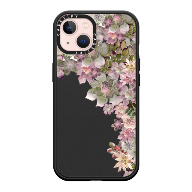 Monika Strigel x CASETiFY iPhone 13 ケース マットブラック インパクトケース MagSafe対応 MY SUCCULENT GARDEN ROSE