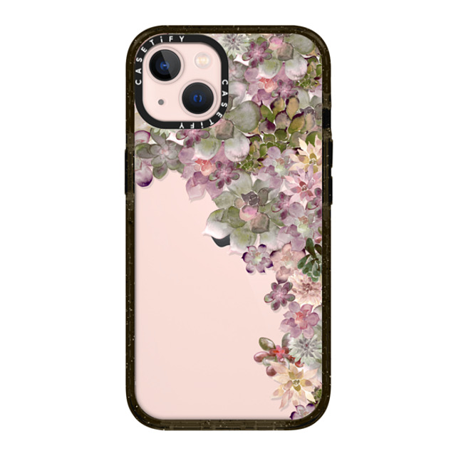 Monika Strigel x CASETiFY iPhone 13 ケース ブラック インパクトケース MY SUCCULENT GARDEN ROSE