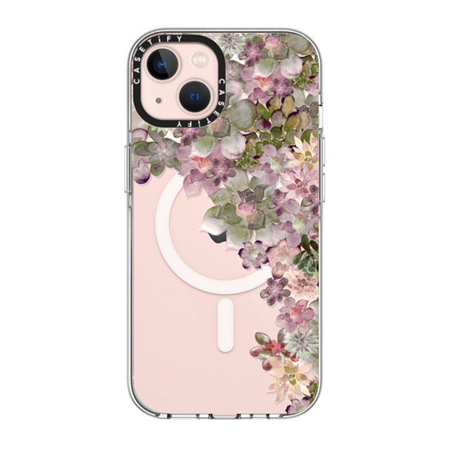 Monika Strigel x CASETiFY iPhone 13 ケース クリア クリア ケース MagSafe対応 MY SUCCULENT GARDEN ROSE