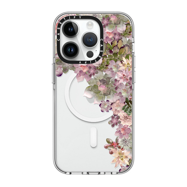 Monika Strigel x CASETiFY iPhone 14 Pro ケース クリア クリア ケース MagSafe対応 MY SUCCULENT GARDEN ROSE