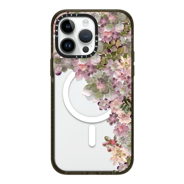 Monika Strigel x CASETiFY iPhone 14 Pro Max ケース ブラック インパクトケース MagSafe対応 MY SUCCULENT GARDEN ROSE