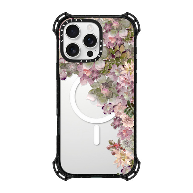 Monika Strigel x CASETiFY iPhone 16 Pro Max ケース ブラック バウンスケース MY SUCCULENT GARDEN ROSE