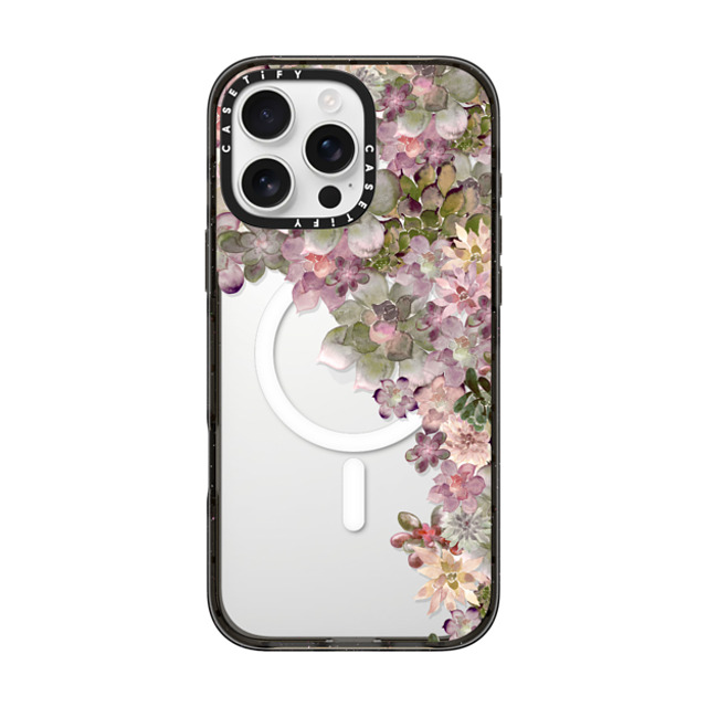 Monika Strigel x CASETiFY iPhone 16 Pro Max ケース ブラック インパクトケース MagSafe対応 MY SUCCULENT GARDEN ROSE