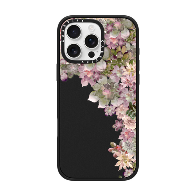 Monika Strigel x CASETiFY iPhone 16 Pro Max ケース マットブラック インパクトケース MagSafe対応 MY SUCCULENT GARDEN ROSE