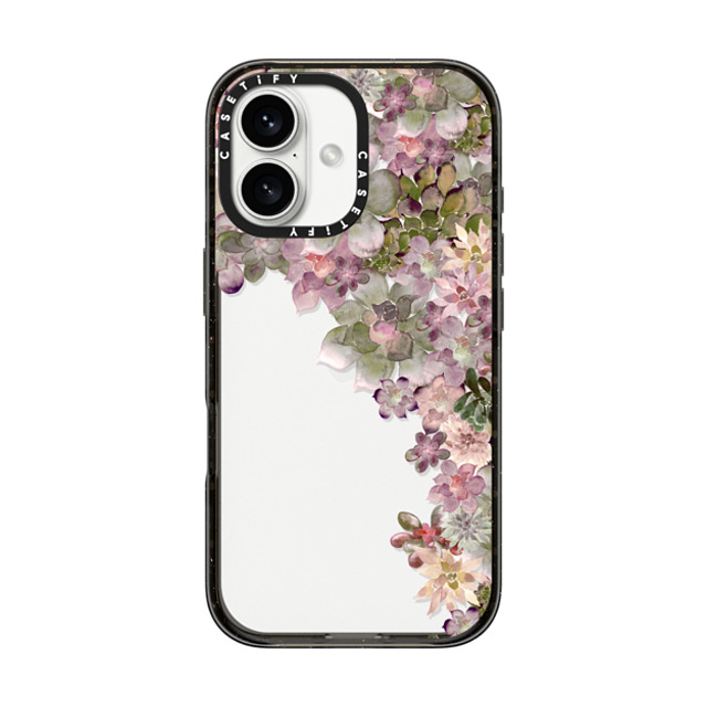 Monika Strigel x CASETiFY iPhone 16 ケース ブラック インパクトケース MY SUCCULENT GARDEN ROSE