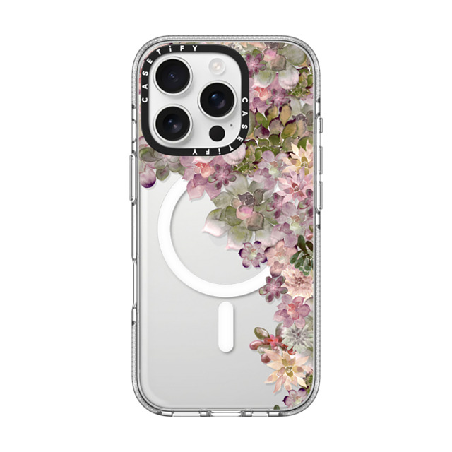 Monika Strigel x CASETiFY iPhone 16 Pro ケース クリア クリア ケース MagSafe対応 MY SUCCULENT GARDEN ROSE