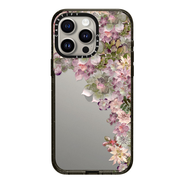 Monika Strigel x CASETiFY iPhone 15 Pro Max ケース ブラック インパクトケース MY SUCCULENT GARDEN ROSE