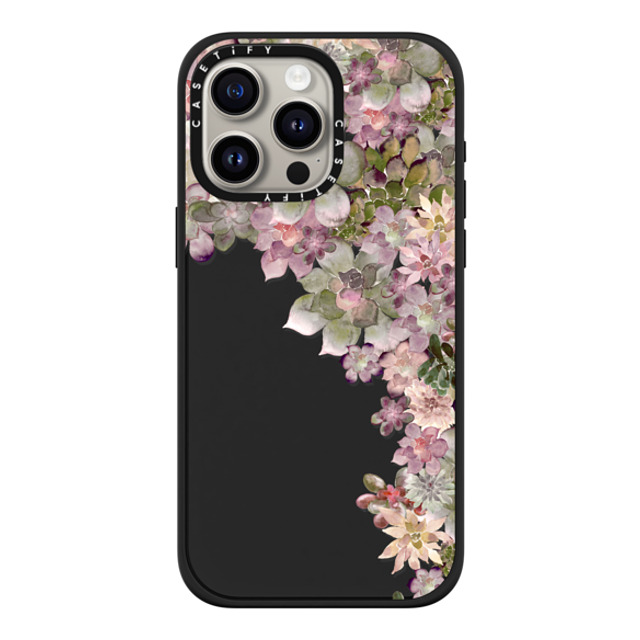 Monika Strigel x CASETiFY iPhone 15 Pro Max ケース マットブラック インパクトケース MagSafe対応 MY SUCCULENT GARDEN ROSE