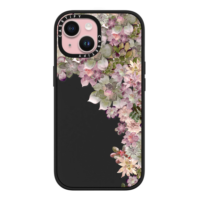 Monika Strigel x CASETiFY iPhone 15 ケース マットブラック インパクトケース MagSafe対応 MY SUCCULENT GARDEN ROSE