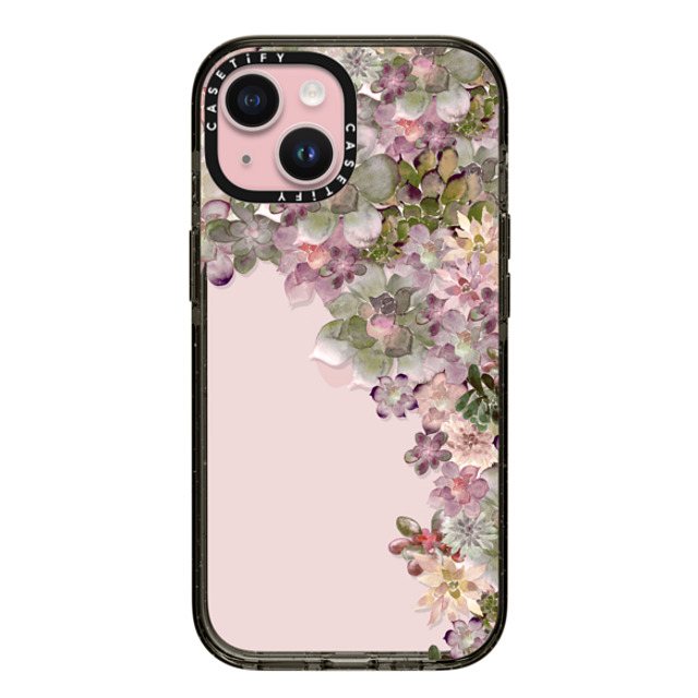 Monika Strigel x CASETiFY iPhone 15 ケース ブラック インパクトケース MY SUCCULENT GARDEN ROSE