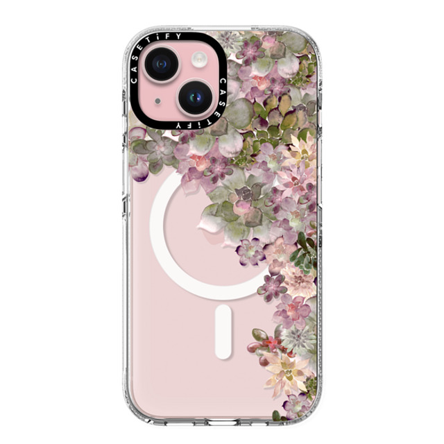 Monika Strigel x CASETiFY iPhone 15 ケース クリア クリア ケース MagSafe対応 MY SUCCULENT GARDEN ROSE