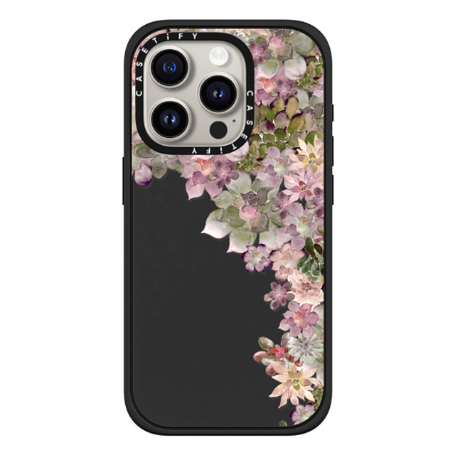 Monika Strigel x CASETiFY iPhone 15 Pro ケース マットブラック インパクトケース MagSafe対応 MY SUCCULENT GARDEN ROSE