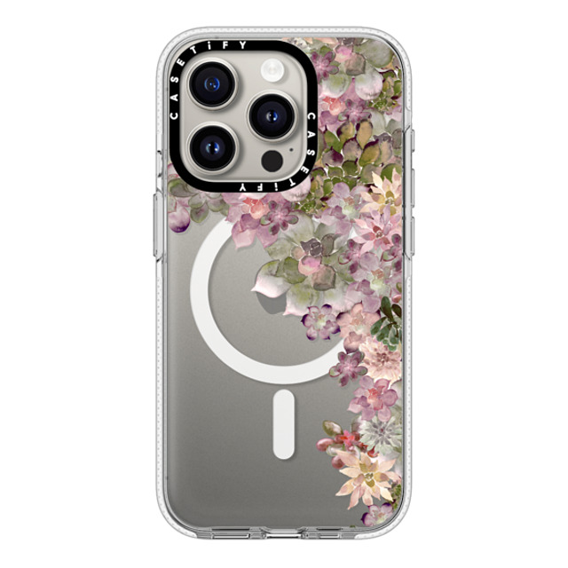 Monika Strigel x CASETiFY iPhone 15 Pro ケース クリア クリア ケース MagSafe対応 MY SUCCULENT GARDEN ROSE