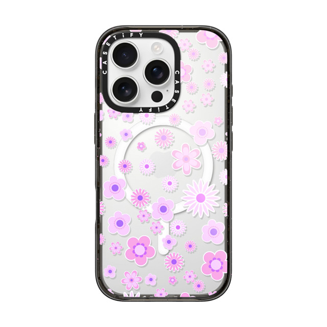 Monika Strigel x CASETiFY iPhone 16 Pro Case Black Impact Case MagSafe Compatible FLOWER POWER PURPLE RETRO Monika Strigel x CASETiFY iPhone 16 Pro Case Black Impact Case MagSafe Compatible FLOWER POWER PURPLE RETRO