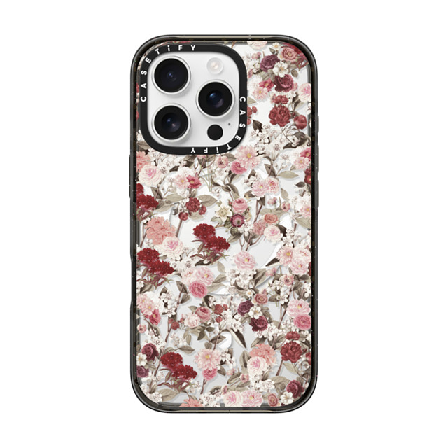 Monika Strigel x CASETiFY iPhone 16 Pro ケース ブラック インパクトケース MagSafe対応 VINTAGE FLOWER MONDAY