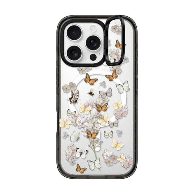 Monika Strigel x CASETiFY iPhone 16 Pro ケース ブラック インパクトリングスタンドケース MagSafe対応 BUTTERFLY SUNDAY