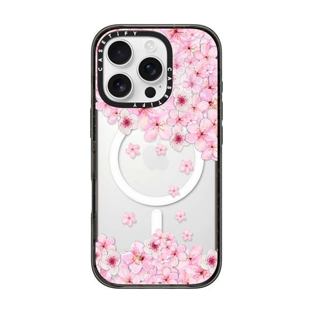 Monika Strigel x CASETiFY iPhone 16 Pro ケース ブラック インパクトケース MagSafe対応 SAKURA CHERRY SATURDAY