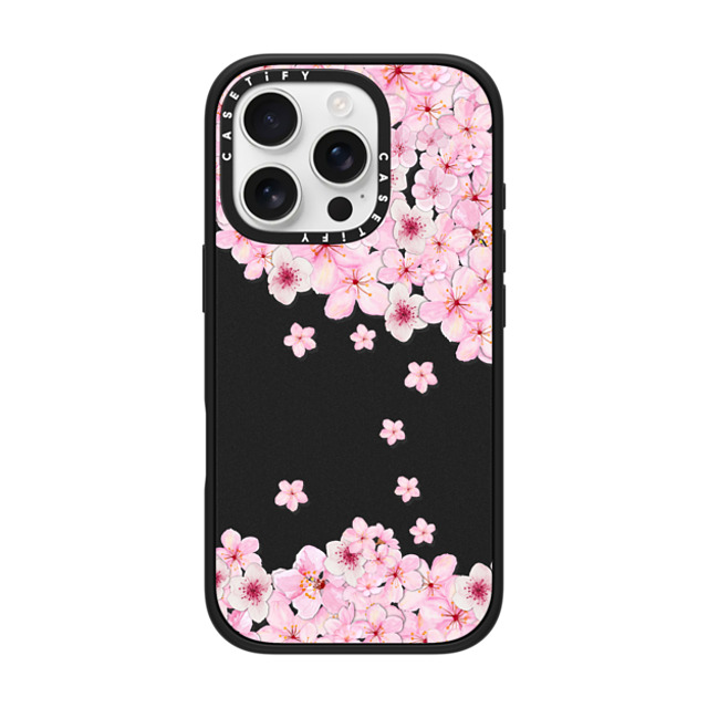 Monika Strigel x CASETiFY iPhone 16 Pro ケース マットブラック インパクトケース MagSafe対応 SAKURA CHERRY SATURDAY