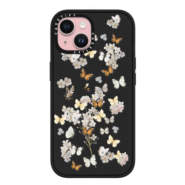 Monika Strigel x CASETiFY iPhone 15 ケース マットブラック インパクトケース MagSafe対応 BUTTERFLY SUNDAY