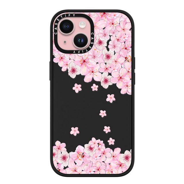 Monika Strigel x CASETiFY iPhone 15 ケース マットブラック インパクトケース MagSafe対応 SAKURA CHERRY SATURDAY