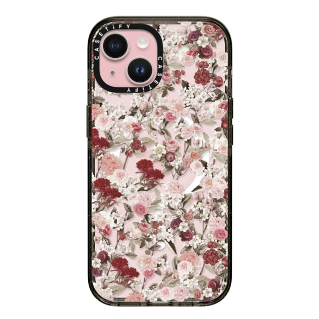 Monika Strigel x CASETiFY iPhone 15 ケース ブラック インパクトケース MagSafe対応 VINTAGE FLOWER MONDAY