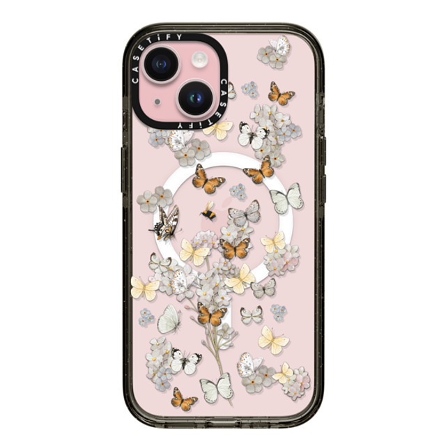 Monika Strigel x CASETiFY iPhone 15 ケース ブラック インパクトケース MagSafe対応 BUTTERFLY SUNDAY