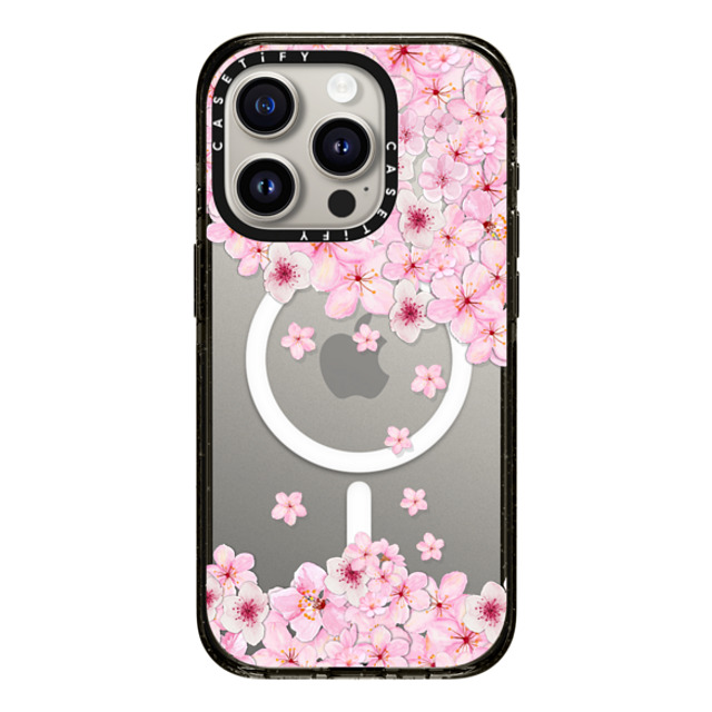 Monika Strigel x CASETiFY iPhone 15 Pro ケース ブラック インパクトケース MagSafe対応 SAKURA CHERRY SATURDAY