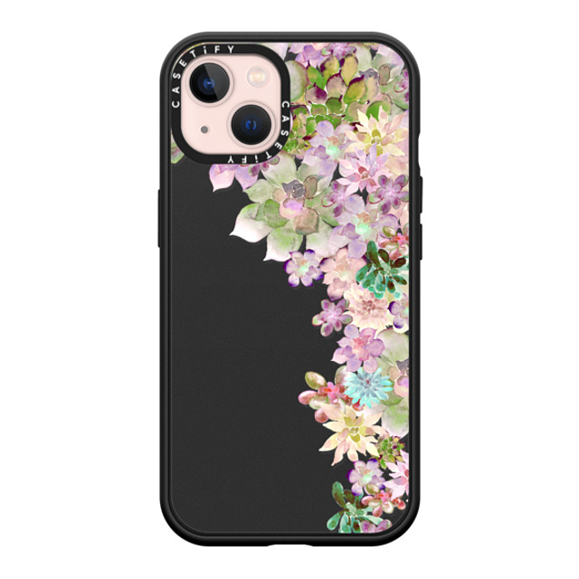 Monika Strigel x CASETiFY iPhone 13 ケース マットブラック インパクトケース MagSafe対応 MY SUCCULENT GARDEN PEACH