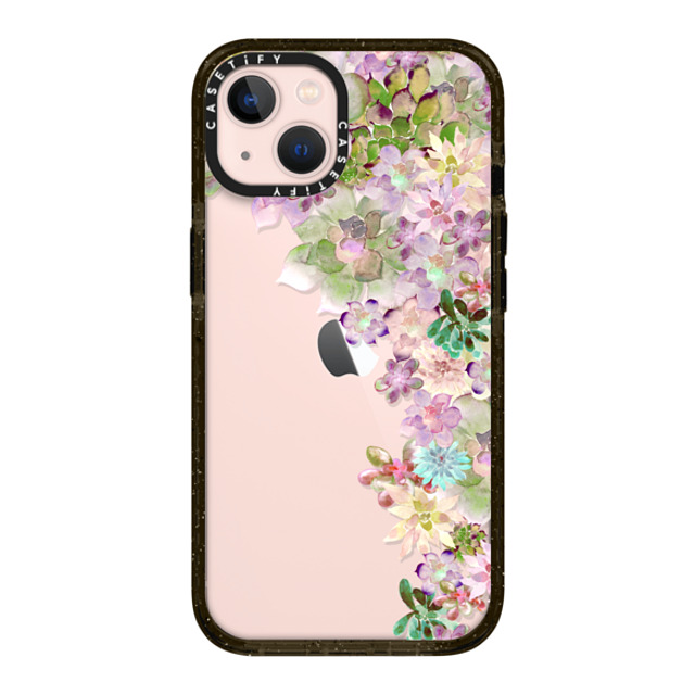 Monika Strigel x CASETiFY iPhone 13 ケース ブラック インパクトケース MY SUCCULENT GARDEN PEACH