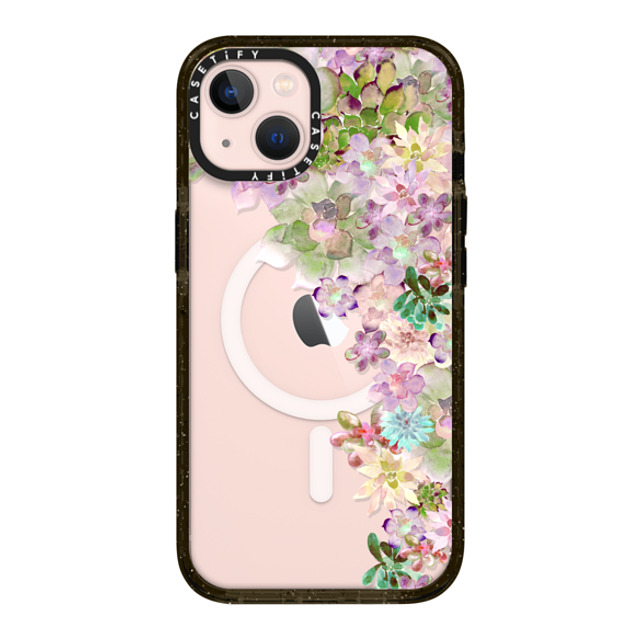 Monika Strigel x CASETiFY iPhone 13 ケース ブラック インパクトケース MagSafe対応 MY SUCCULENT GARDEN PEACH