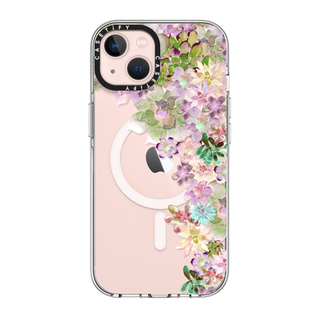 Monika Strigel x CASETiFY iPhone 13 ケース クリア クリア ケース MagSafe対応 MY SUCCULENT GARDEN PEACH