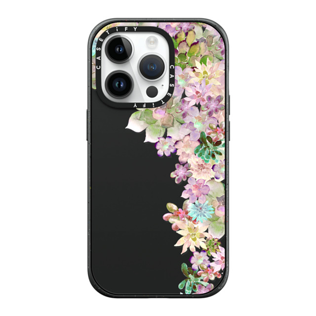 Monika Strigel x CASETiFY iPhone 14 Pro ケース マットブラック インパクトケース MagSafe対応 MY SUCCULENT GARDEN PEACH