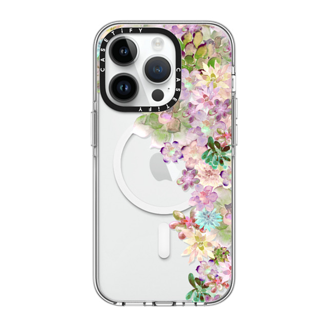 Monika Strigel x CASETiFY iPhone 14 Pro ケース クリア クリア ケース MagSafe対応 MY SUCCULENT GARDEN PEACH