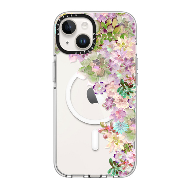 Monika Strigel x CASETiFY iPhone 14 ケース クリア クリア ケース MagSafe対応 MY SUCCULENT GARDEN PEACH