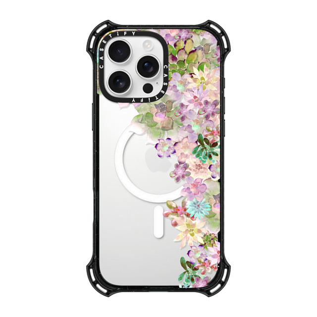 Monika Strigel x CASETiFY iPhone 16 Pro Max ケース ブラック バウンスケース MY SUCCULENT GARDEN PEACH