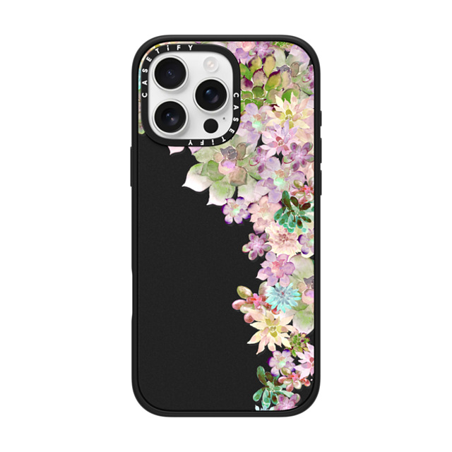 Monika Strigel x CASETiFY iPhone 16 Pro Max ケース マットブラック インパクトケース MY SUCCULENT GARDEN PEACH