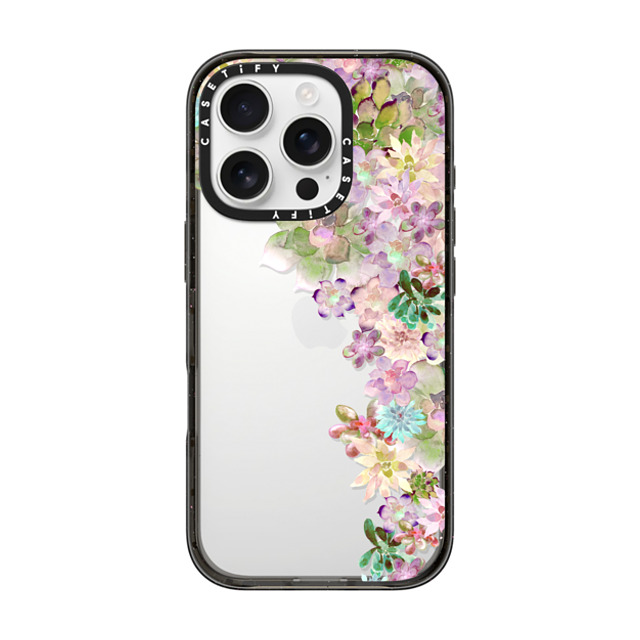 Monika Strigel x CASETiFY iPhone 16 Pro ケース ブラック インパクトケース MY SUCCULENT GARDEN PEACH