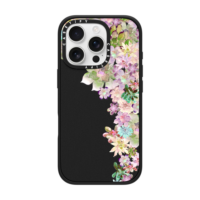 Monika Strigel x CASETiFY iPhone 16 Pro ケース マットブラック インパクトケース MY SUCCULENT GARDEN PEACH