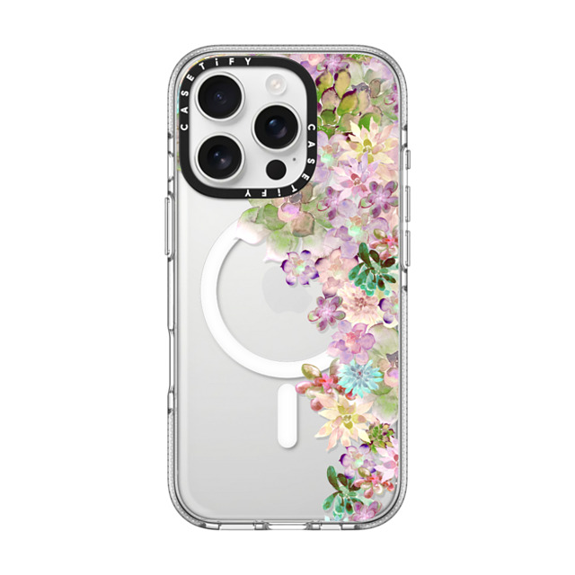 Monika Strigel x CASETiFY iPhone 16 Pro ケース クリア クリア ケース MagSafe対応 MY SUCCULENT GARDEN PEACH