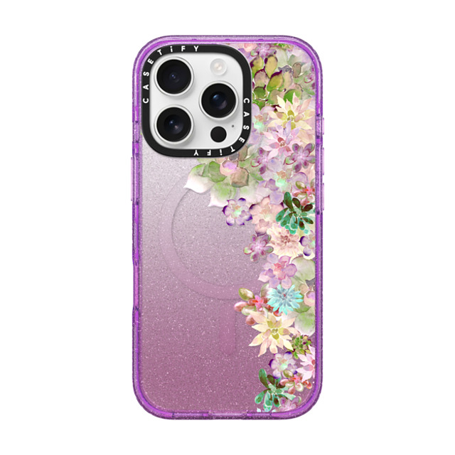 Monika Strigel x CASETiFY iPhone 16 Pro Case Glitter Purple Impact Case MagSafe Compatible MY SUCCULENT GARDEN PEACH Monika Strigel x CASETiFY iPhone 16 Pro Case Glitter Purple Impact Case MagSafe Compatible MY SUCCULENT GARDEN PEACH