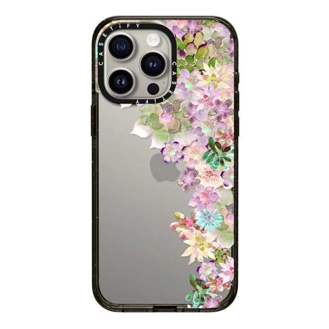 Monika Strigel x CASETiFY iPhone 15 Pro Max ケース ブラック インパクトケース MY SUCCULENT GARDEN PEACH