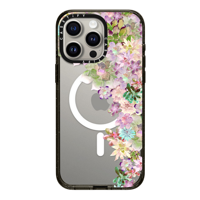 Monika Strigel x CASETiFY iPhone 15 Pro Max ケース ブラック インパクトケース MagSafe対応 MY SUCCULENT GARDEN PEACH