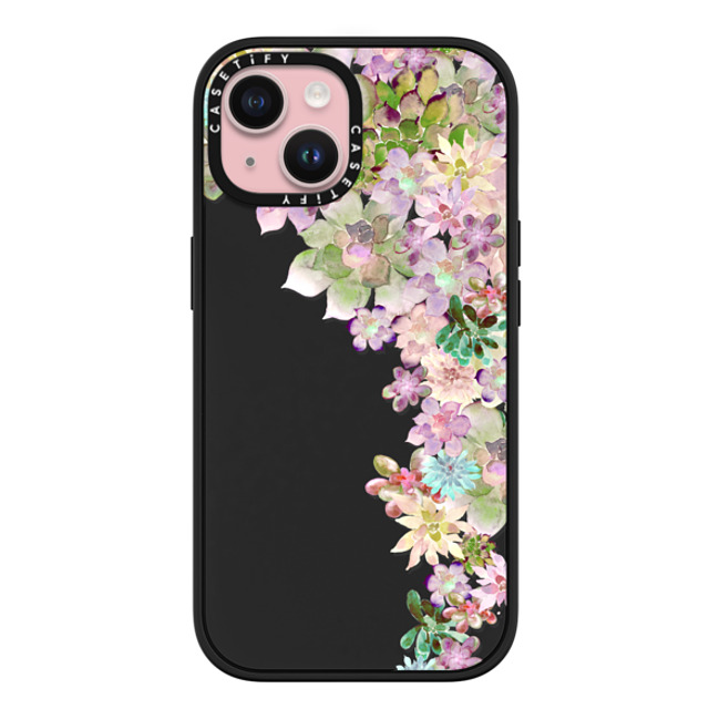 Monika Strigel x CASETiFY iPhone 15 ケース マットブラック インパクトケース MagSafe対応 MY SUCCULENT GARDEN PEACH