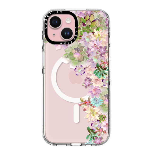 Monika Strigel x CASETiFY iPhone 15 ケース クリア クリア ケース MagSafe対応 MY SUCCULENT GARDEN PEACH