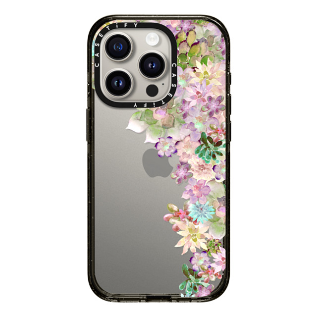 Monika Strigel x CASETiFY iPhone 15 Pro ケース ブラック インパクトケース MY SUCCULENT GARDEN PEACH