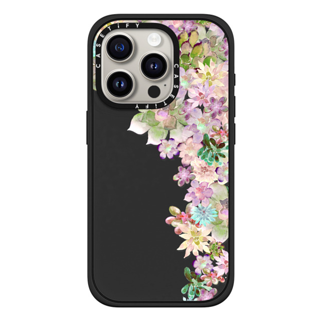 Monika Strigel x CASETiFY iPhone 15 Pro ケース マットブラック インパクトケース MagSafe対応 MY SUCCULENT GARDEN PEACH