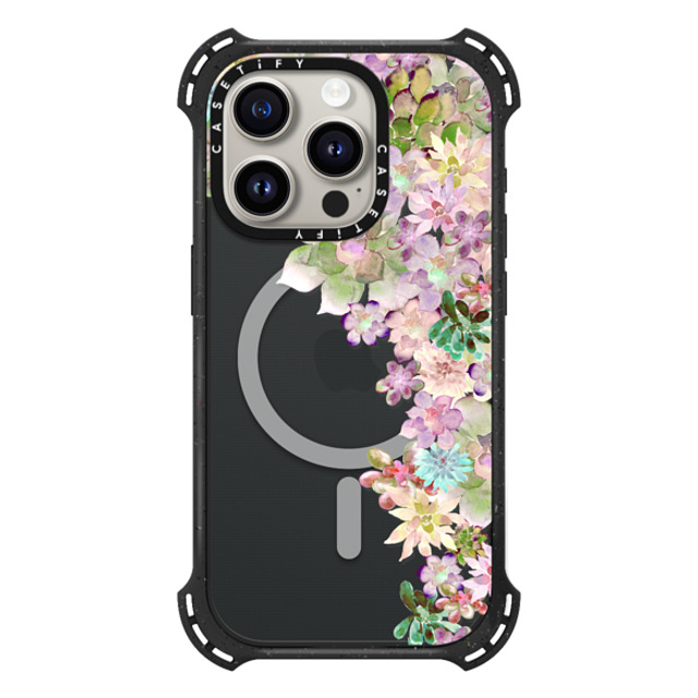 Monika Strigel x CASETiFY iPhone 15 Pro ケース Triple Black バウンスケース MY SUCCULENT GARDEN PEACH