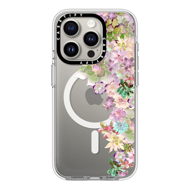 Monika Strigel x CASETiFY iPhone 15 Pro ケース クリア クリア ケース MagSafe対応 MY SUCCULENT GARDEN PEACH