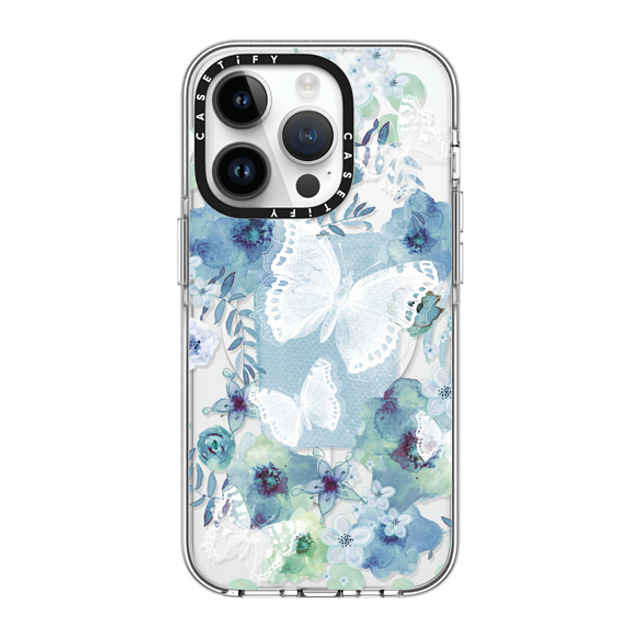 Monika Strigel x CASETiFY iPhone 14 Pro Case Clear Clear Case MagSafe Compatible MY BLUE BUTTERFLY GARDEN Monika Strigel x CASETiFY iPhone 14 Pro Case Clear Clear Case MagSafe Compatible MY BLUE BUTTERFLY GARDEN
