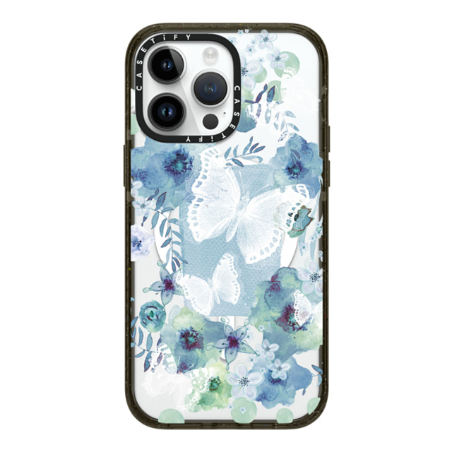 Monika Strigel x CASETiFY iPhone 14 Pro Max ケース ブラック インパクトケース MagSafe対応 MY BLUE BUTTERFLY GARDEN